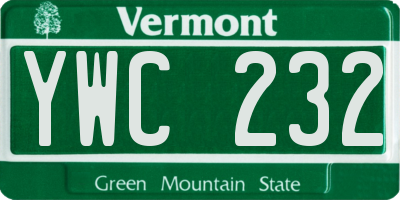 VT license plate YWC232