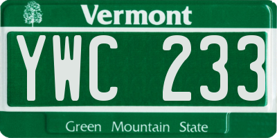 VT license plate YWC233