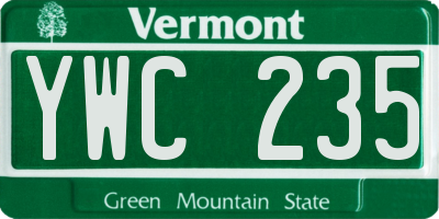 VT license plate YWC235
