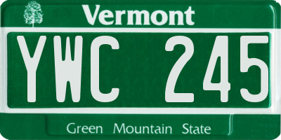 VT license plate YWC245