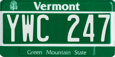 VT license plate YWC247