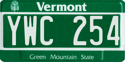 VT license plate YWC254