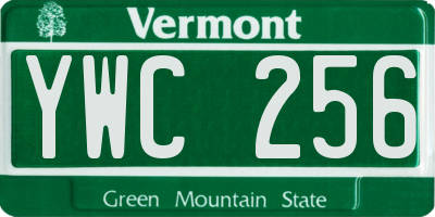 VT license plate YWC256