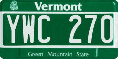VT license plate YWC270