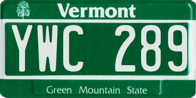 VT license plate YWC289
