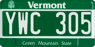 VT license plate YWC305