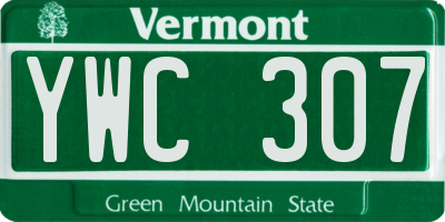VT license plate YWC307