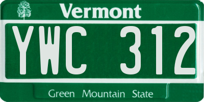 VT license plate YWC312