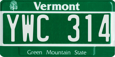 VT license plate YWC314