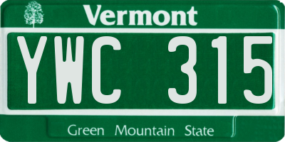 VT license plate YWC315