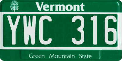 VT license plate YWC316