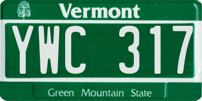 VT license plate YWC317