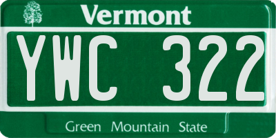 VT license plate YWC322