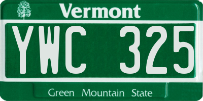 VT license plate YWC325