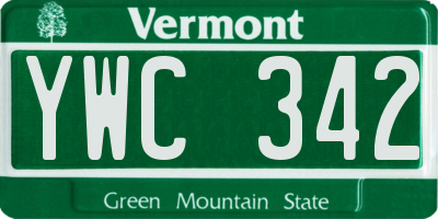 VT license plate YWC342
