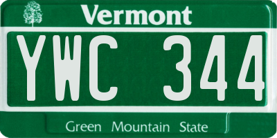 VT license plate YWC344