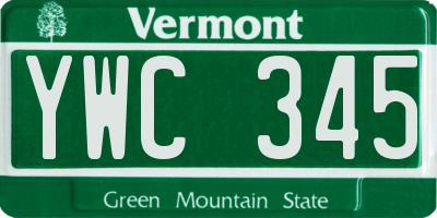 VT license plate YWC345