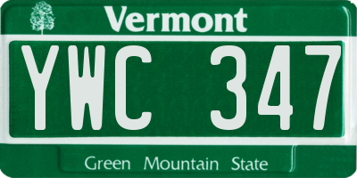 VT license plate YWC347