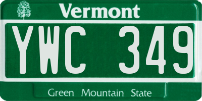 VT license plate YWC349