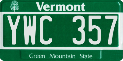 VT license plate YWC357
