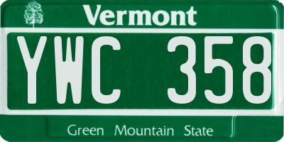 VT license plate YWC358