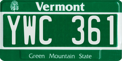 VT license plate YWC361