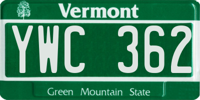VT license plate YWC362