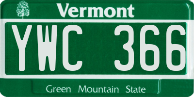 VT license plate YWC366