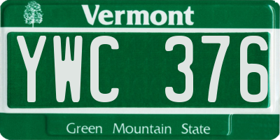 VT license plate YWC376