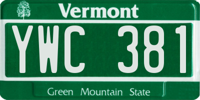 VT license plate YWC381