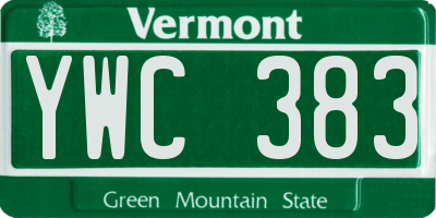VT license plate YWC383