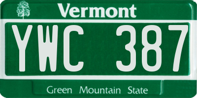VT license plate YWC387