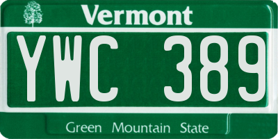 VT license plate YWC389