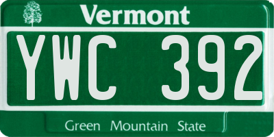 VT license plate YWC392