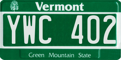 VT license plate YWC402