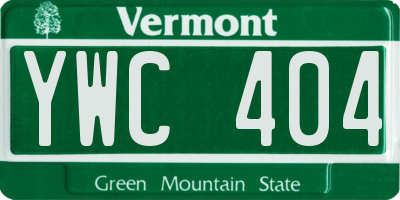 VT license plate YWC404
