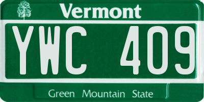 VT license plate YWC409