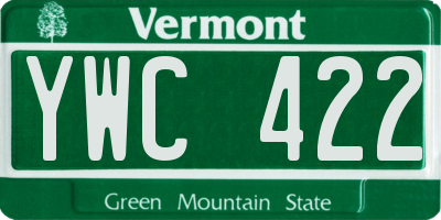 VT license plate YWC422