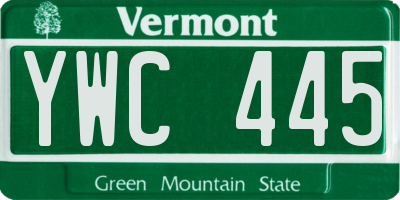 VT license plate YWC445