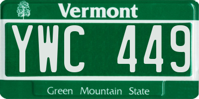 VT license plate YWC449