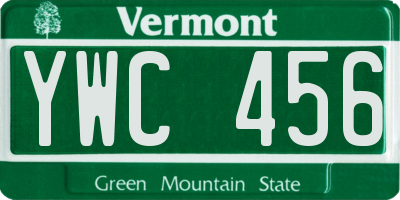 VT license plate YWC456