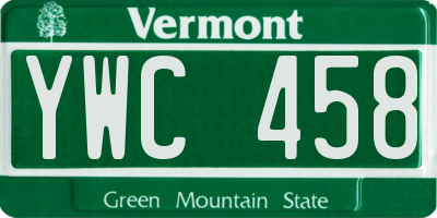 VT license plate YWC458