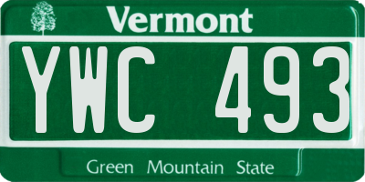 VT license plate YWC493