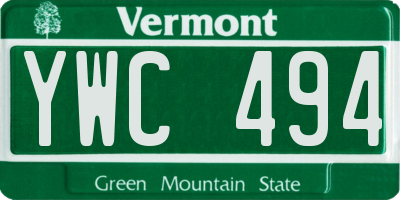 VT license plate YWC494