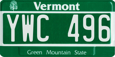 VT license plate YWC496