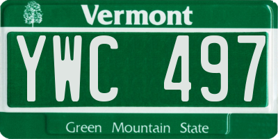 VT license plate YWC497