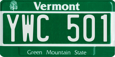 VT license plate YWC501