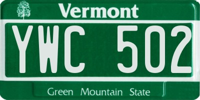 VT license plate YWC502