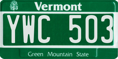 VT license plate YWC503
