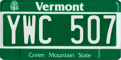 VT license plate YWC507